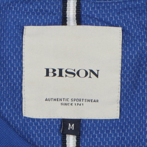 Bison Men's Blue Crew Neck Short Sleeve T-Shirt M