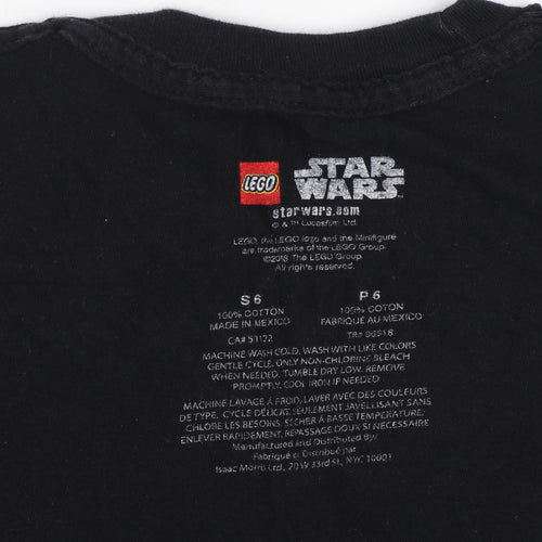 LEGO Star Wars Boys Black T-Shirt Size 6 Graphic Movie Print