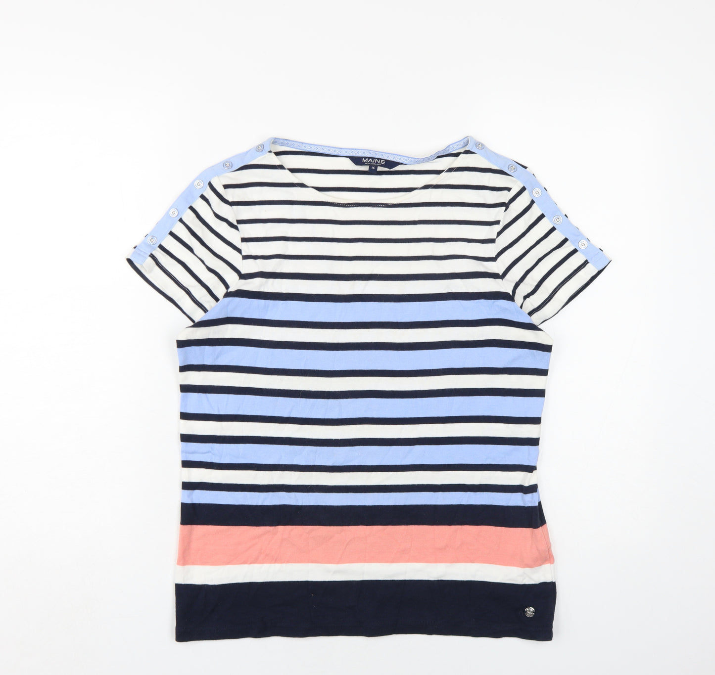 Maine Women's Multicoloured Striped T-Shirt Size 16