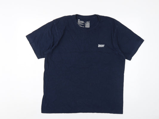 DKNY Men's Blue Crew Neck T-Shirt, Size L, Short Sleeve