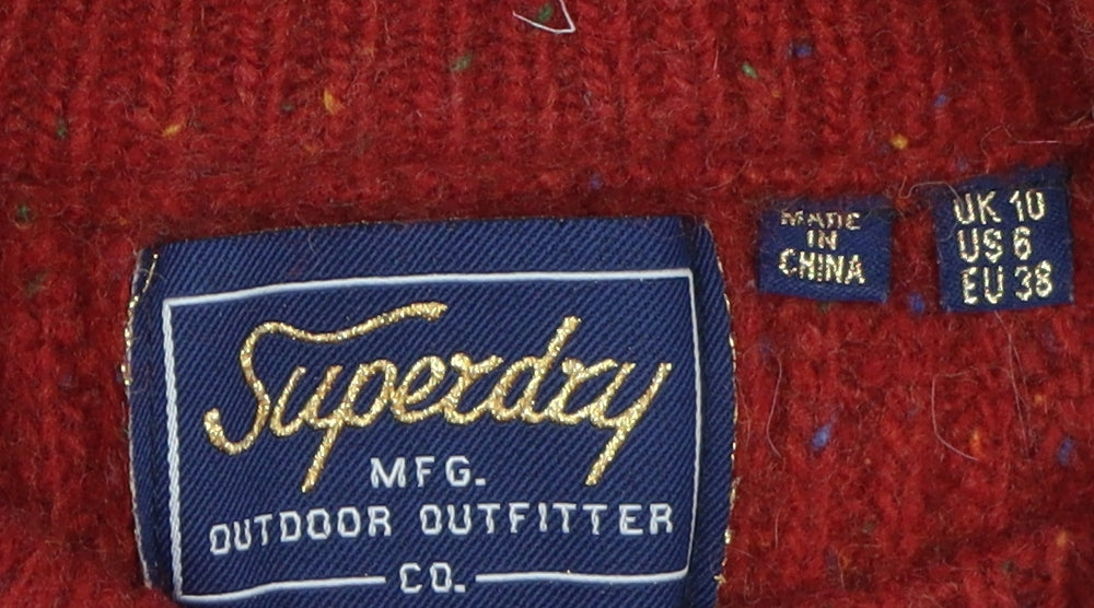 Superdry Women's Red Chunky-Knit Jumper, Size 10