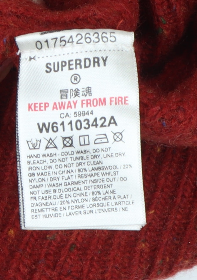 Superdry Women's Red Chunky-Knit Jumper, Size 10