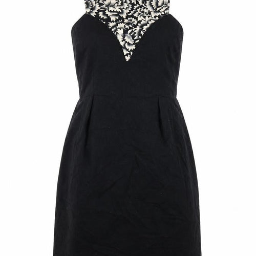 French Connection Women's Black Floral Short Sheath Dress