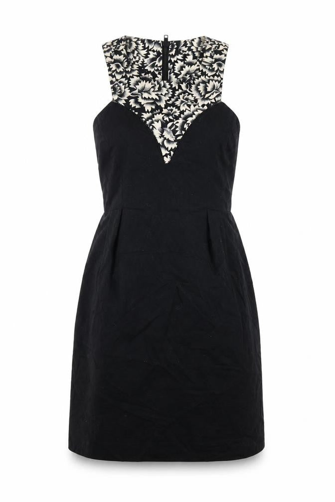 French Connection Women's Black Floral Short Sheath Dress