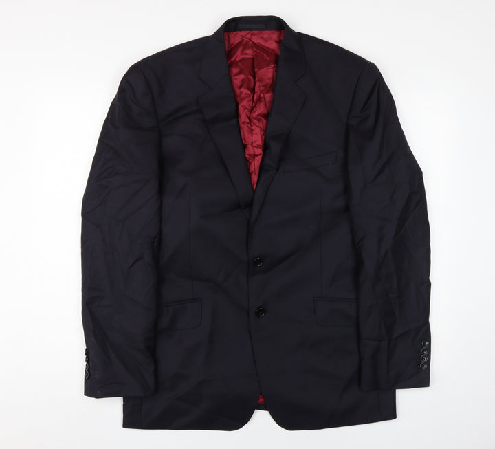Samuel Slater Men's Black 40R Wool Blazer - Formal