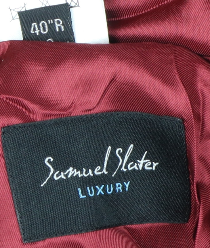 Samuel Slater Men's Black 40R Wool Blazer - Formal