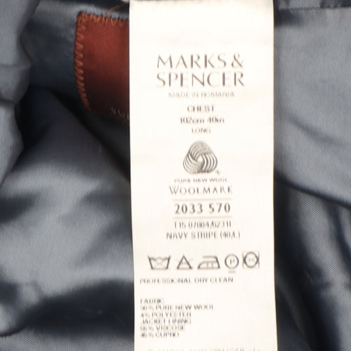 Marks and Spencer Men's Black Double-Breasted Blazer 40L