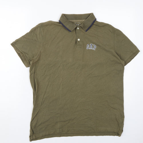 GAP Men's Green Short Sleeve Polo, M, Logo Accent