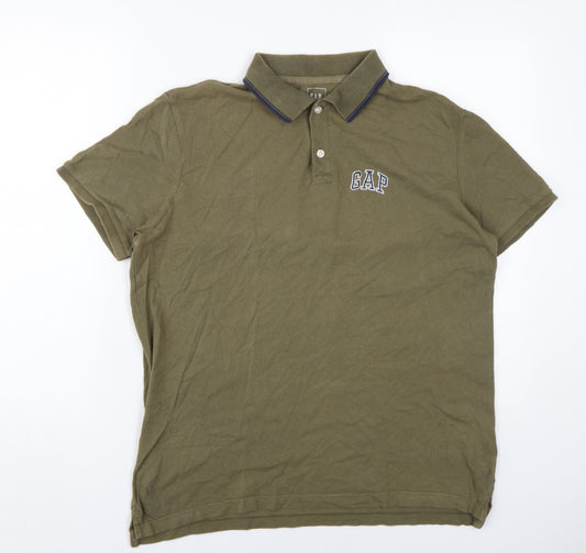 GAP Men's Green Short Sleeve Polo, M, Logo Accent