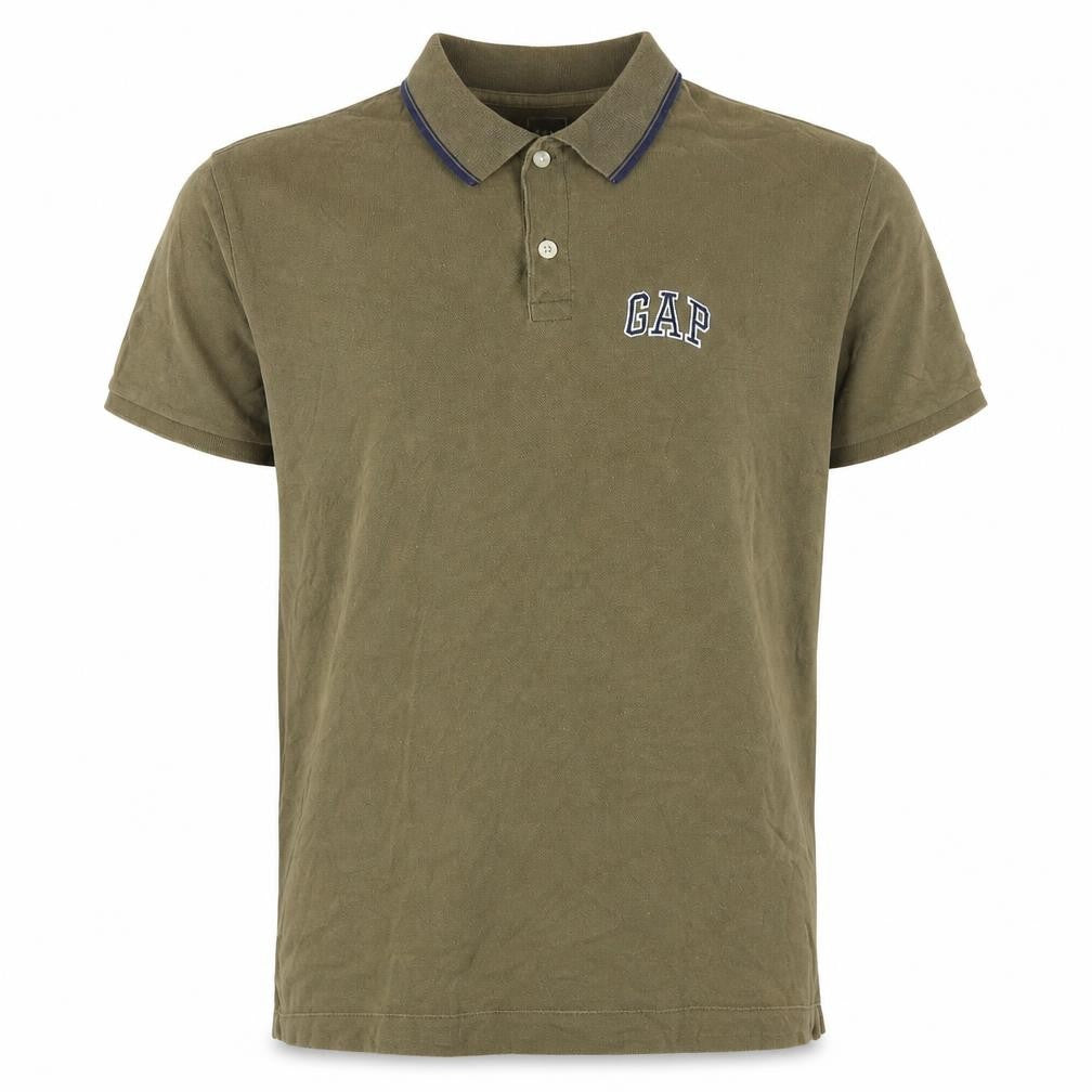 Front view of Gap Men's Green Short Sleeve Polo, M, Logo Accent
