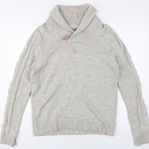 Industrialize Men's Grey M Cable-Knit Pullover Jumper