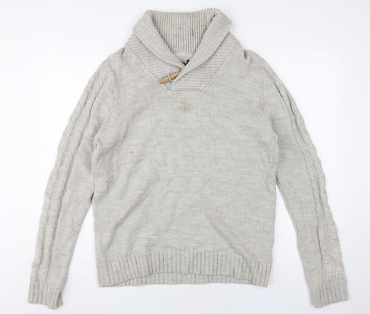 Industrialize Men's Grey M Cable-Knit Pullover Jumper