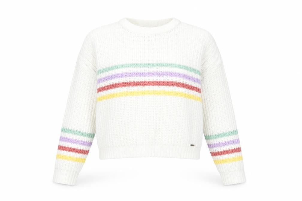Front view of Hollister Women's White Striped Knit jumper XS