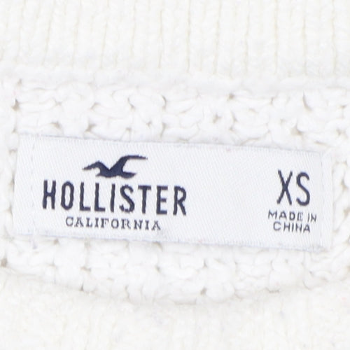 Hollister Women's White Striped Knit Pullover Jumper XS