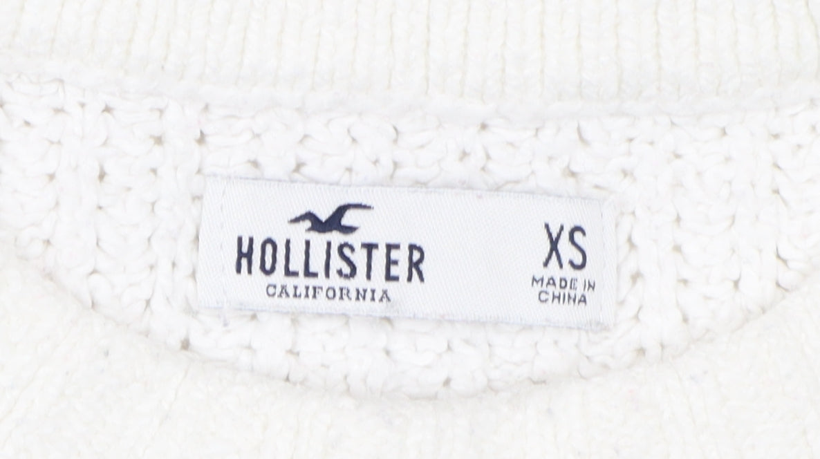 Hollister Women's White Striped Knit Pullover Jumper XS