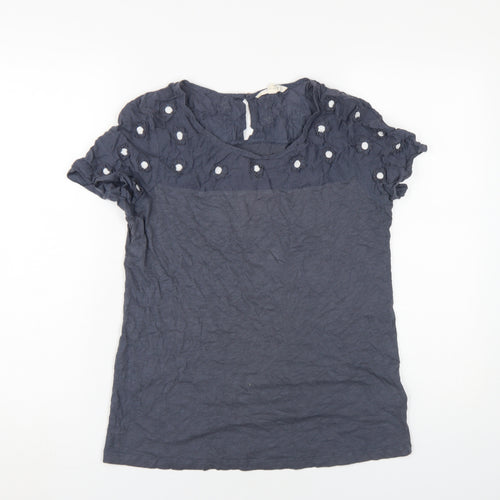 White Stuff Women's Blue Blouse, Size 12, Short Sleeve