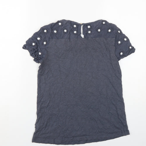 White Stuff Women's Blue Blouse, Size 12, Short Sleeve