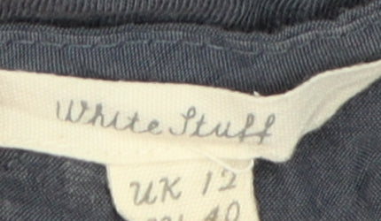 White Stuff Women's Blue Blouse, Size 12, Short Sleeve