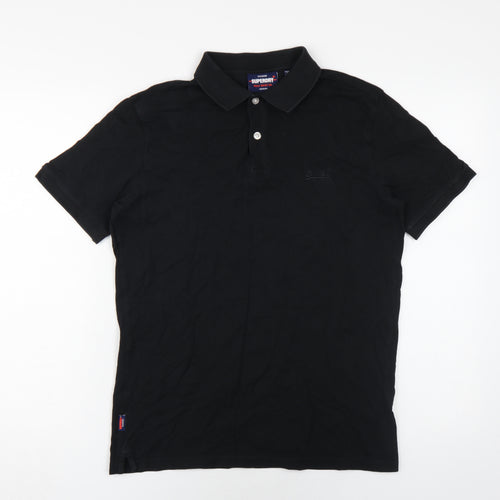 Superdry Men's Black Medium Cotton Polo Shirt