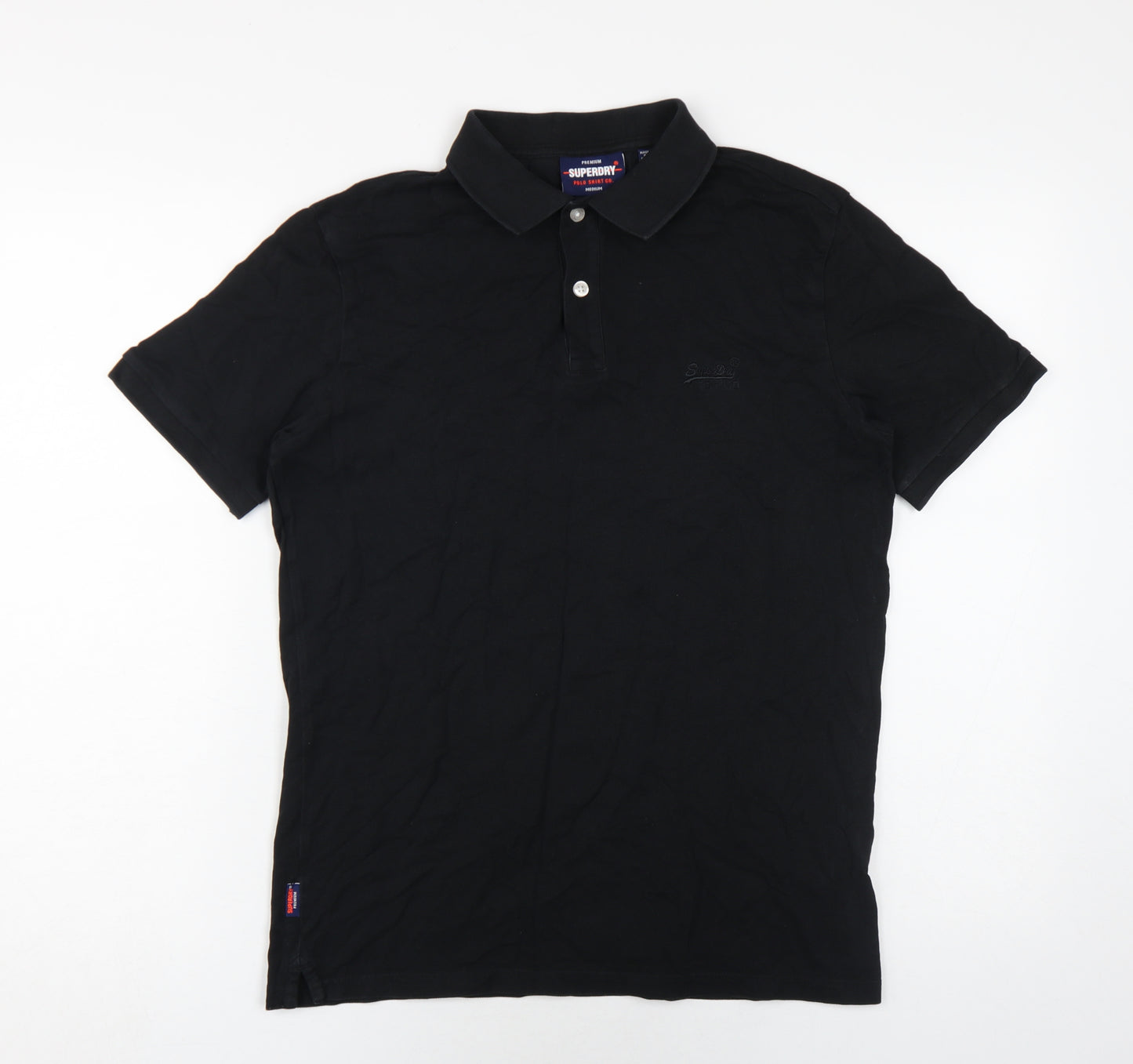 Superdry Men's Black Medium Cotton Polo Shirt