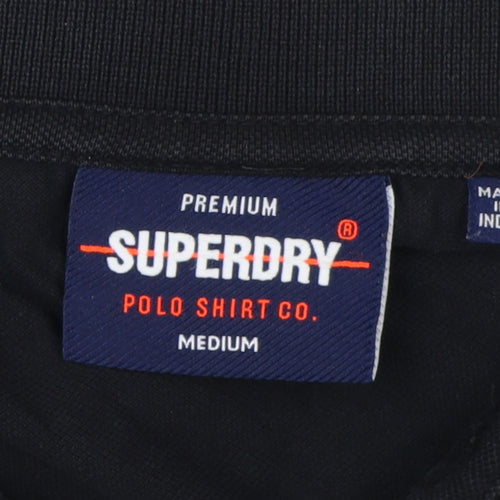 Superdry Men's Black Medium Cotton Polo Shirt