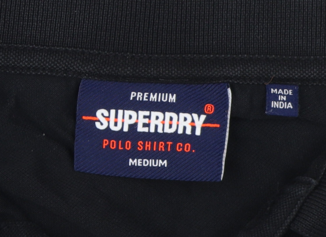 Superdry Men's Black Medium Cotton Polo Shirt