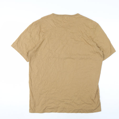 Boss Men's Beige Cotton T-Shirt - Size L