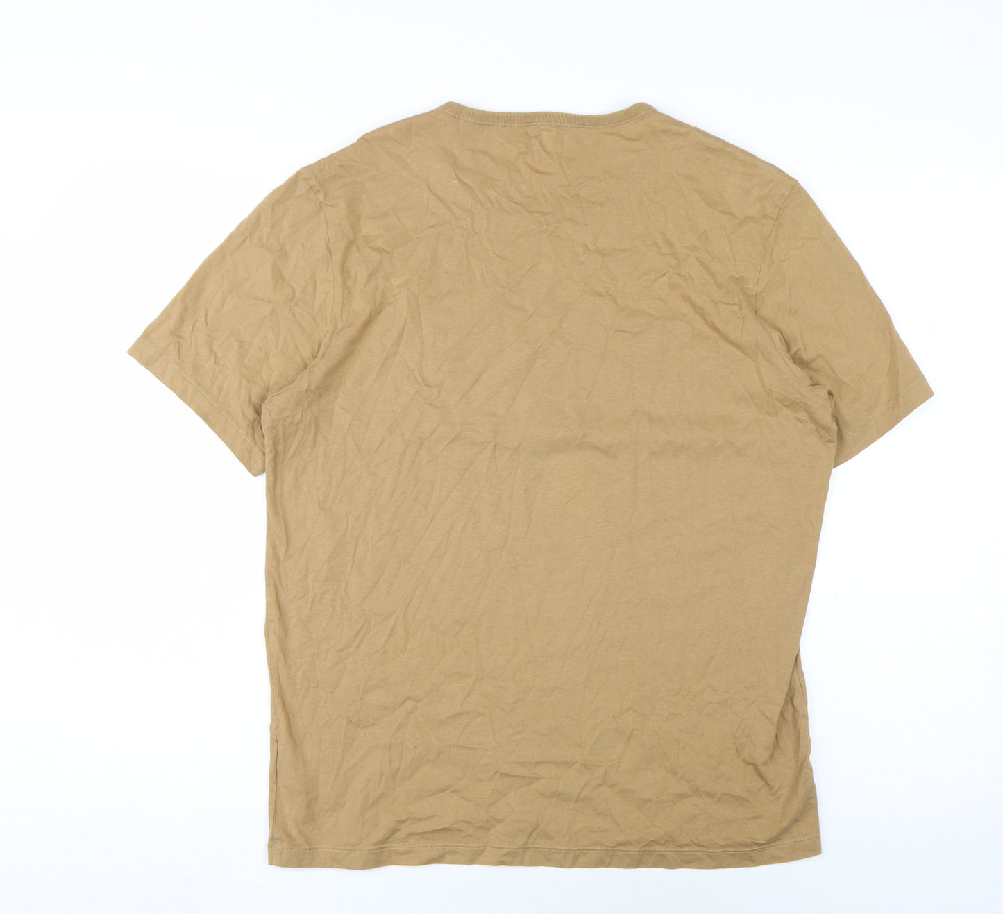 Boss Men's Beige Cotton T-Shirt - Size L