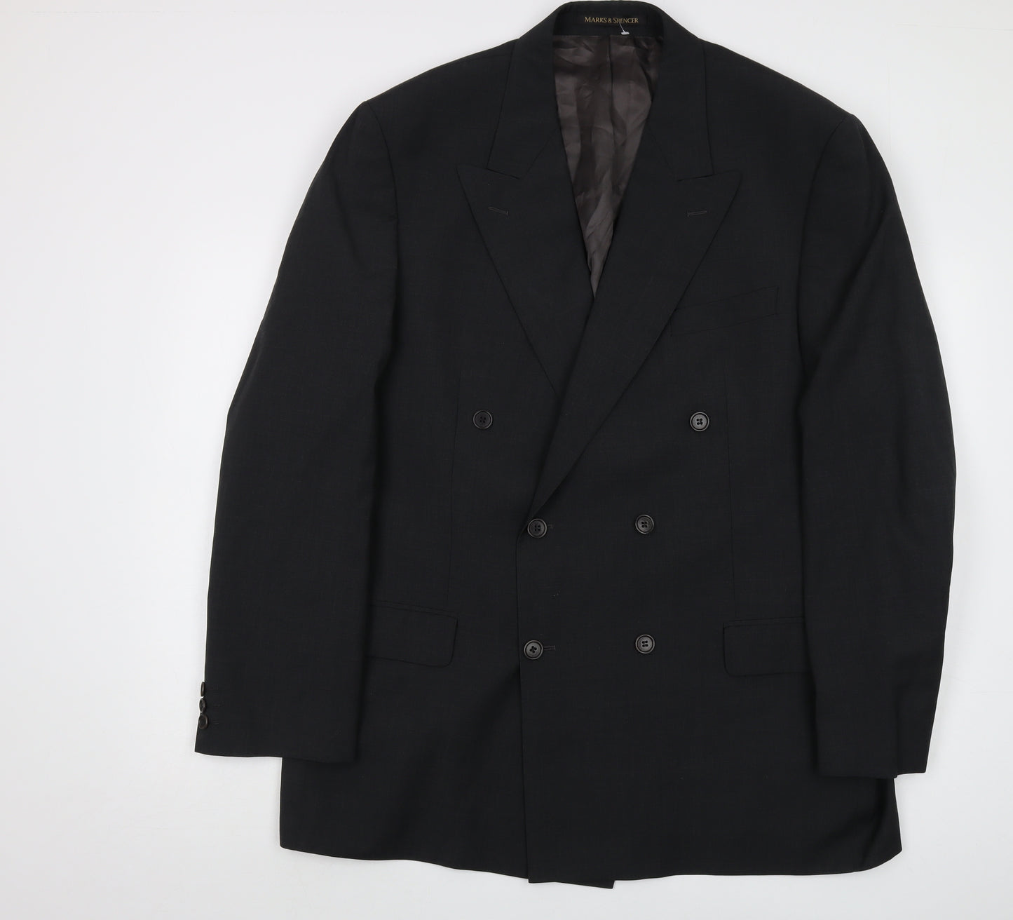 Marks and Spencer Men's Black Double-Breasted Blazer 44L