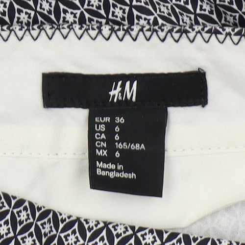 H&M Women's Geometric Black Cropped Slim Trousers