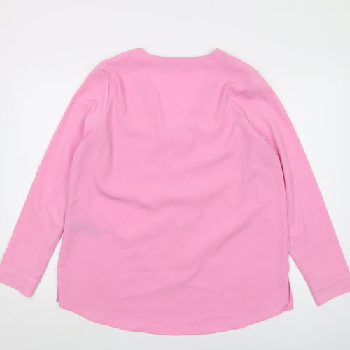 Marks and Spencer Women’s Pink V-Neck Zip Blouse, Size 14