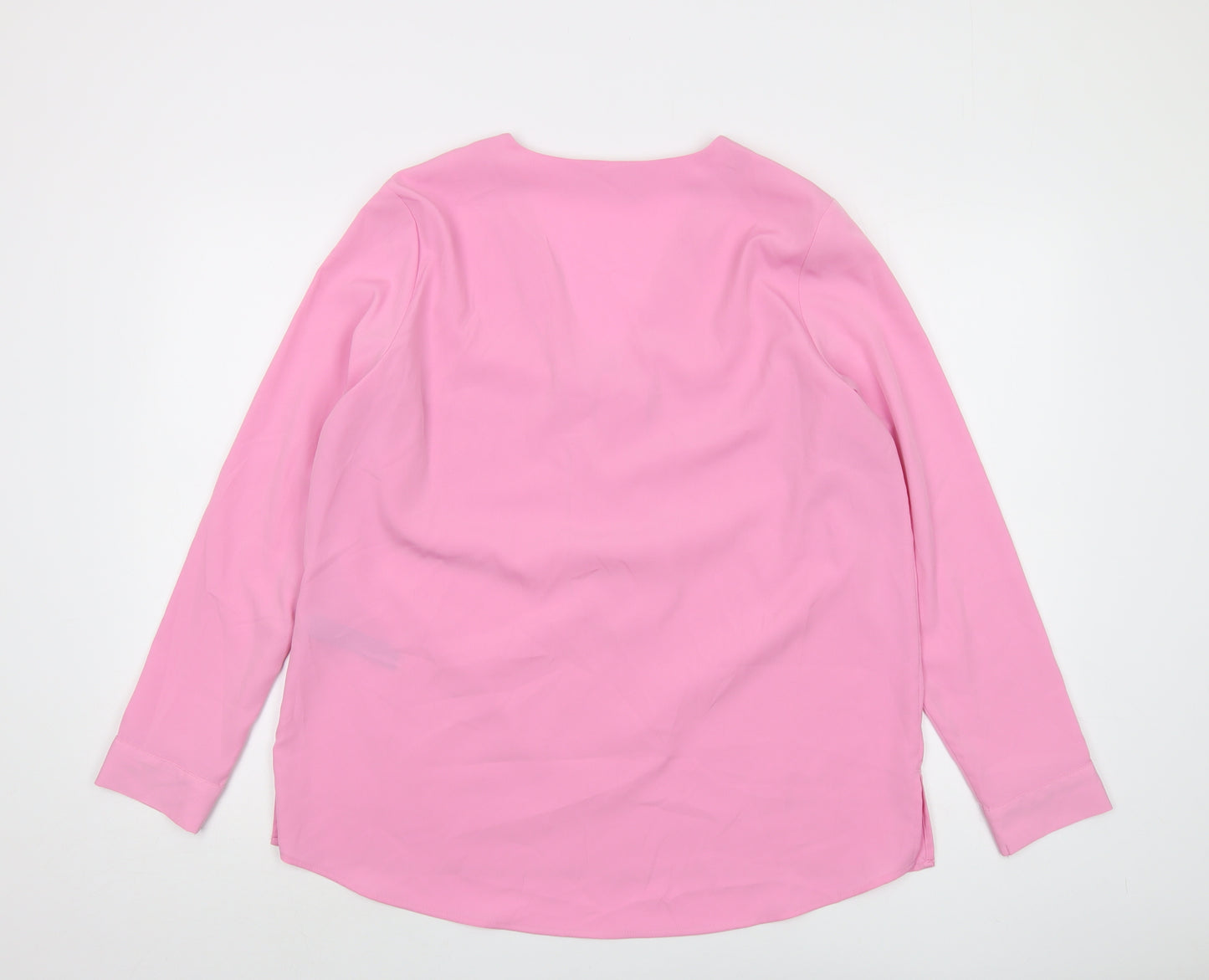 Marks and Spencer Women’s Pink V-Neck Zip Blouse, Size 14