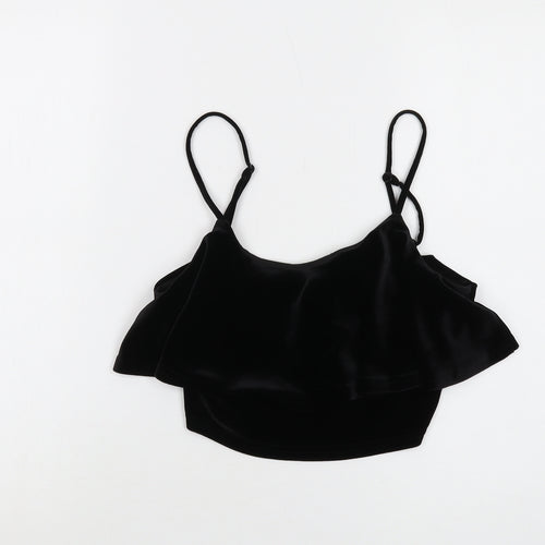 New Look Women's Black Velvet Camisole Tank Top, Size 10