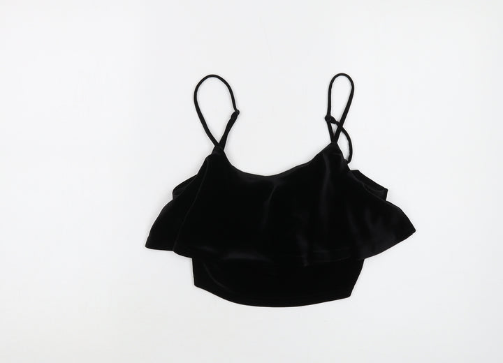 New Look Women's Black Velvet Camisole Tank Top, Size 10