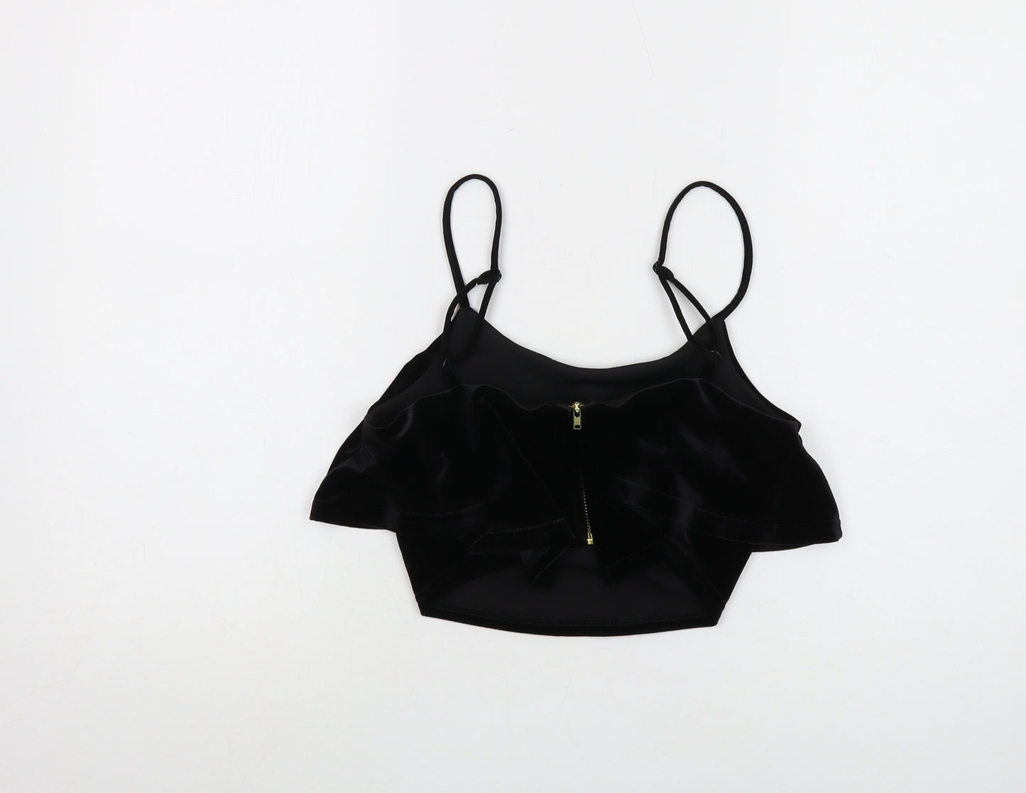 New Look Women's Black Velvet Camisole Tank Top, Size 10