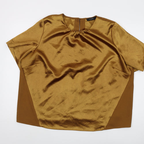 Marks and Spencer Gold Satin Blouse, Size 22, Relaxed Fit