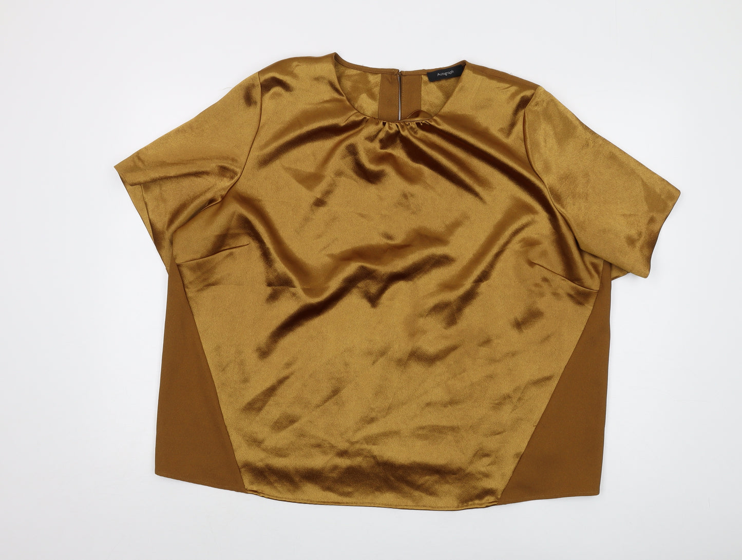 Marks and Spencer Gold Satin Blouse, Size 22, Relaxed Fit