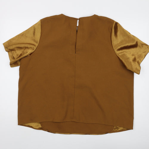 Marks and Spencer Gold Satin Blouse, Size 22, Relaxed Fit