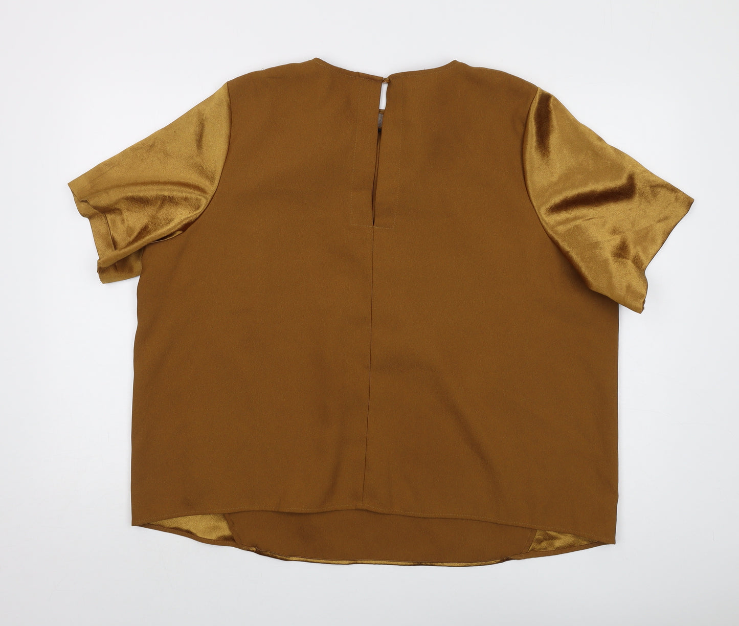 Marks and Spencer Gold Satin Blouse, Size 22, Relaxed Fit