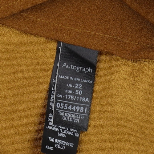 Marks and Spencer Gold Satin Blouse, Size 22, Relaxed Fit