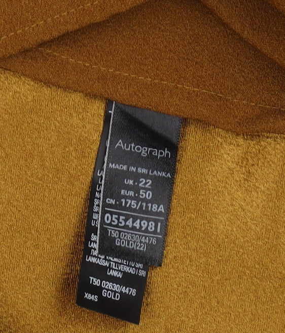 Marks and Spencer Gold Satin Blouse, Size 22, Relaxed Fit