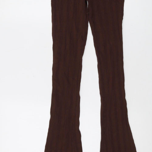 Zara Women's Brown Flared Knit Trousers L