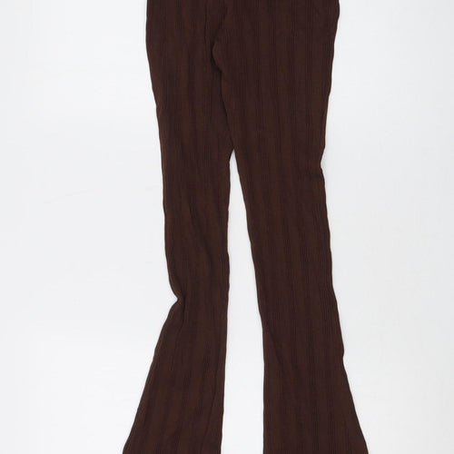 Zara Women's Brown Flared Knit Trousers L