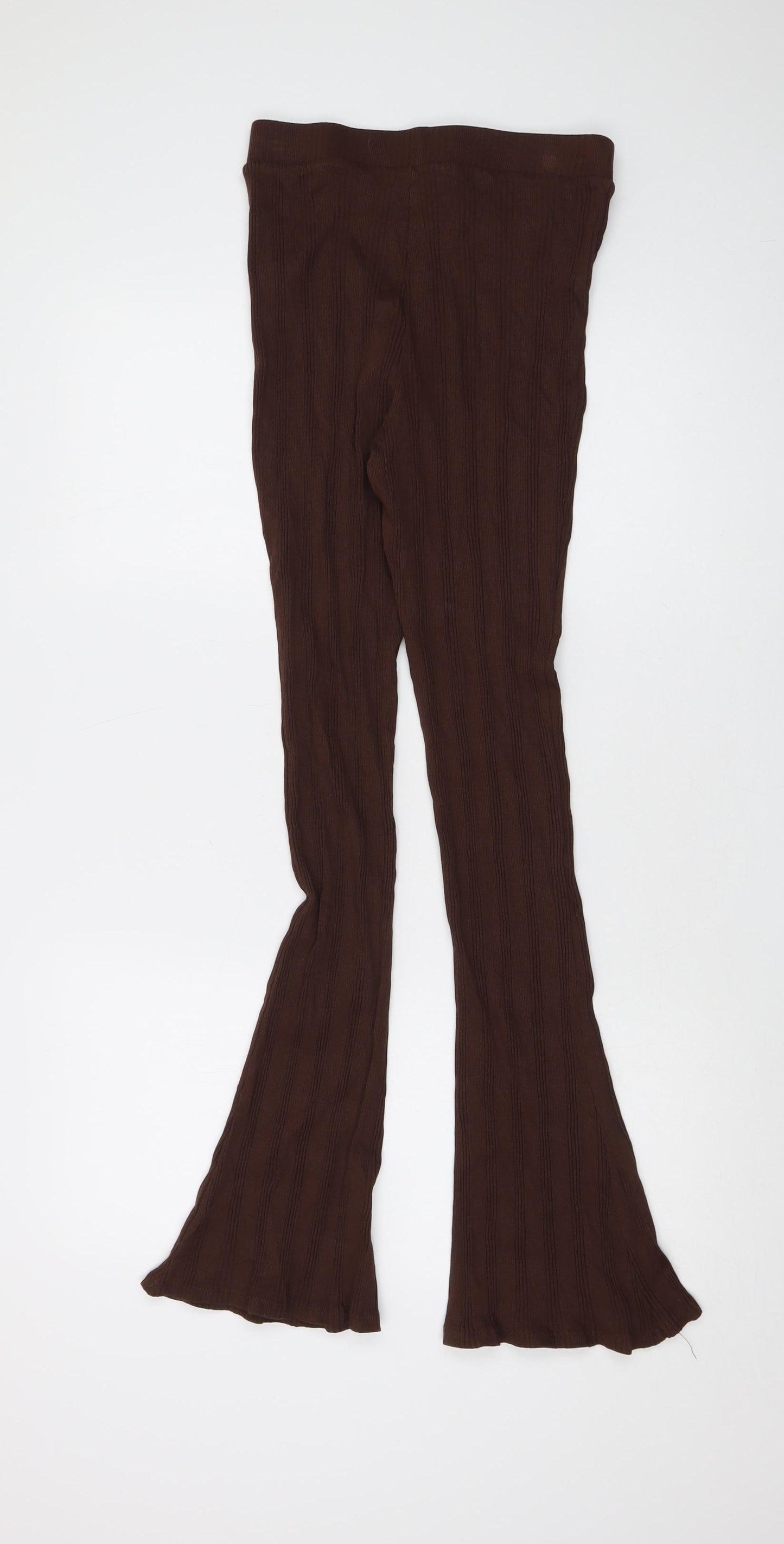 Zara Women's Brown Flared Knit Trousers L