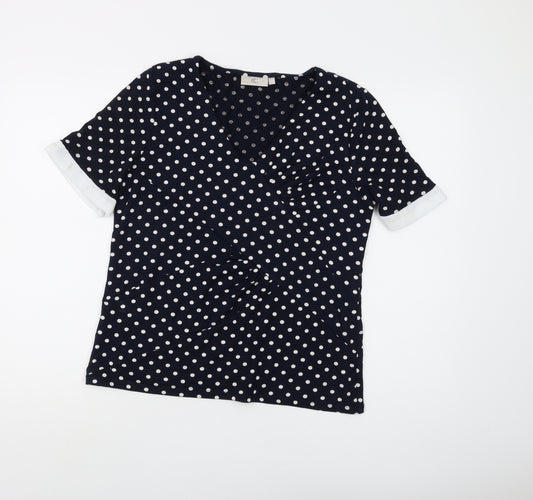 CC Women's Polka Dot Wrap Blouse, Blue, Size L