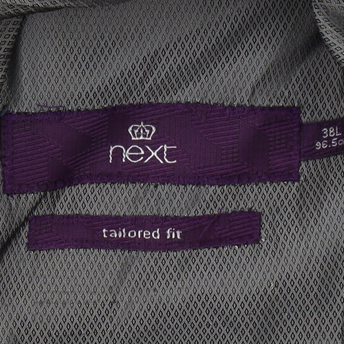 Next Men's Blue Wool Blazer 38L Long Single-Breasted