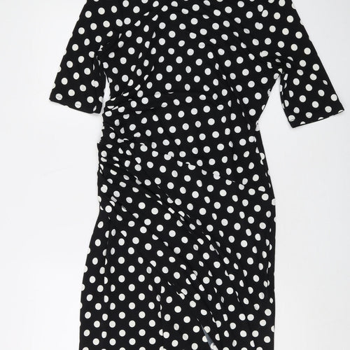 Next Women's Black Polka Dot Sheath Dress Size 14