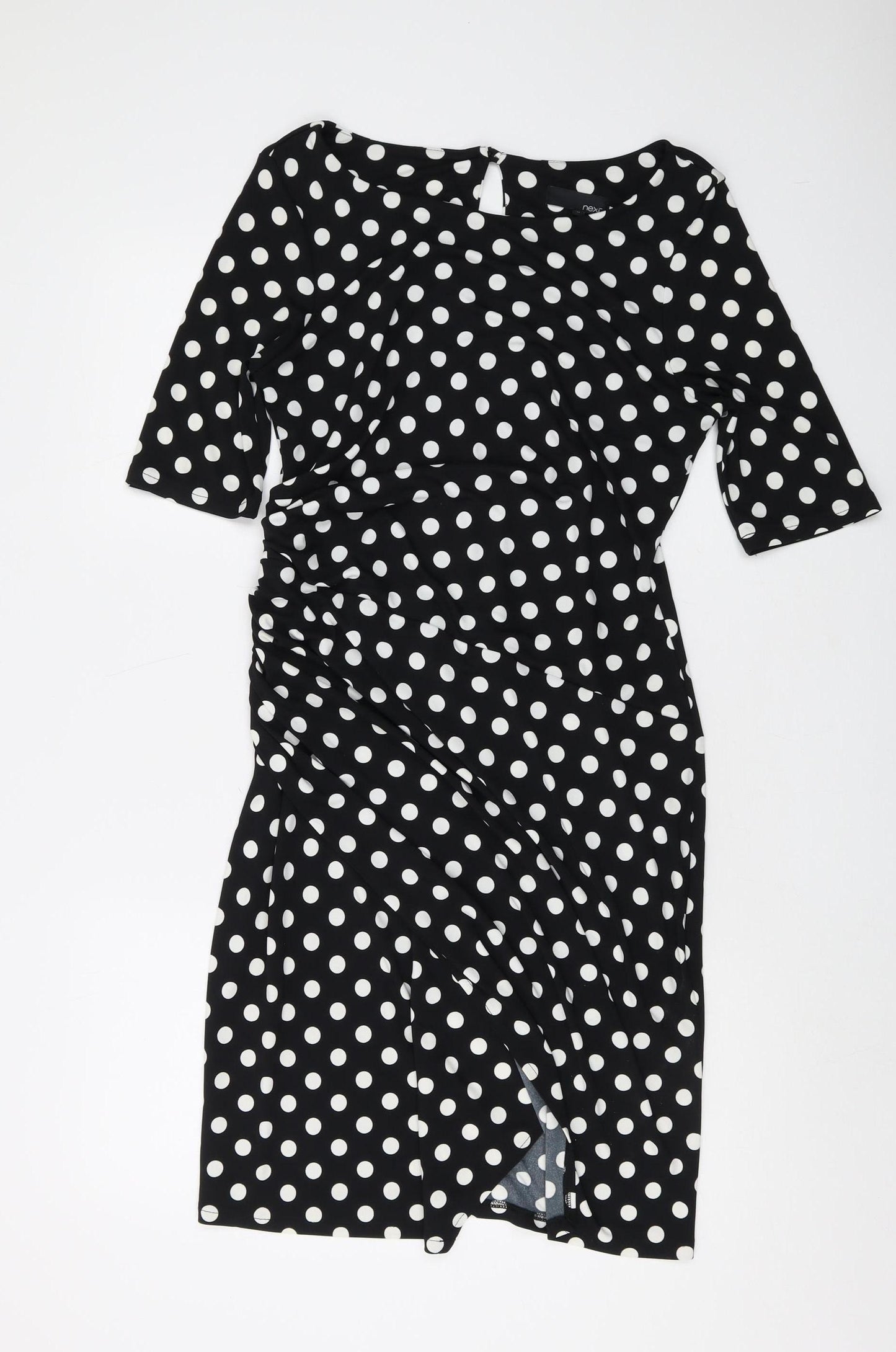 Next Women's Black Polka Dot Sheath Dress Size 14