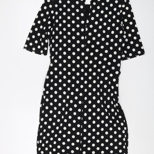 Next Women's Black Polka Dot Sheath Dress Size 14