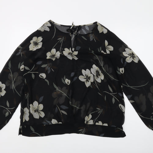 Next Women's Black Floral Blouse UK 18